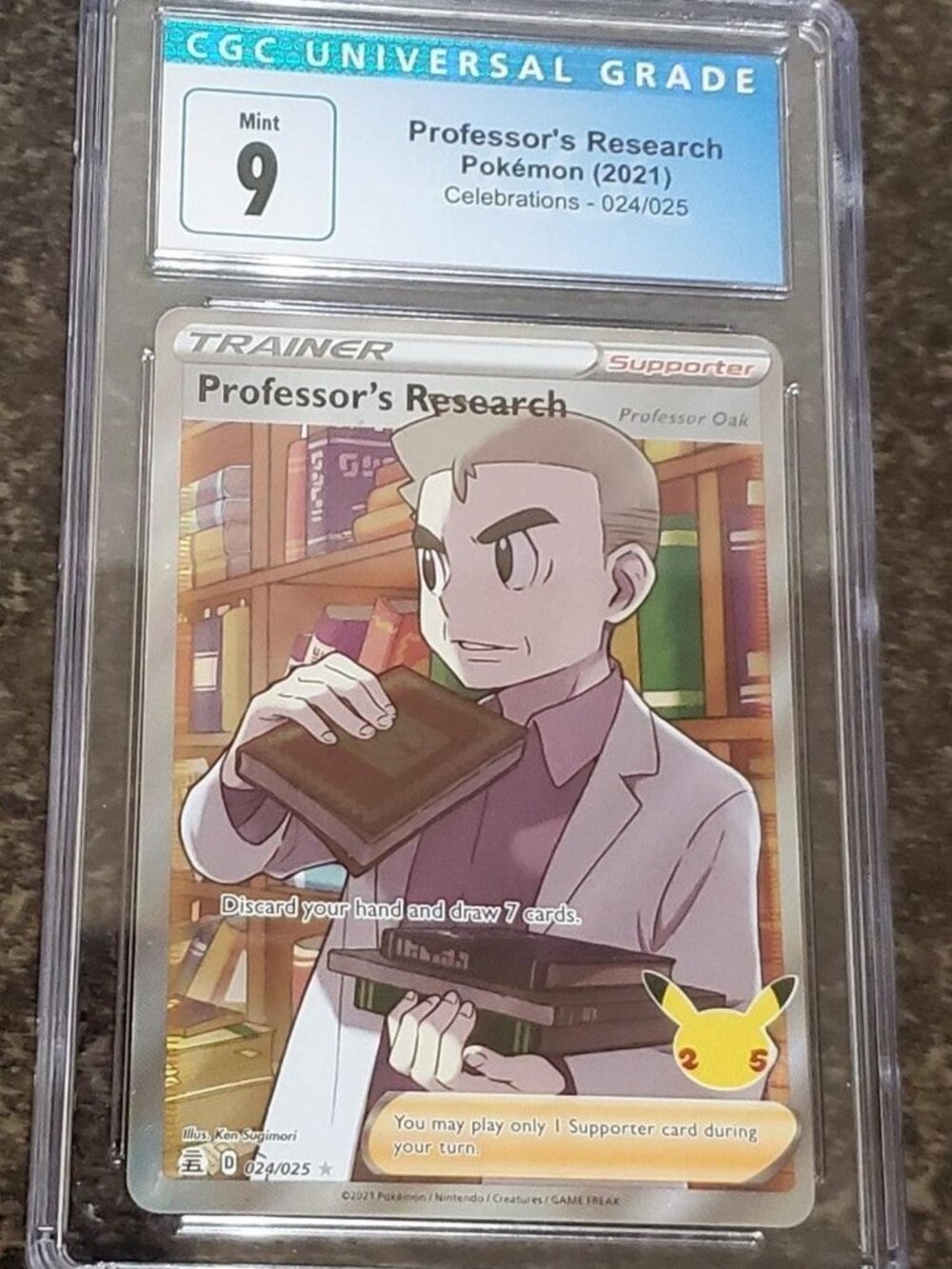 Professor's Research Full Art Pokemon 25th Anniversary Celebrations CGC Mint 9